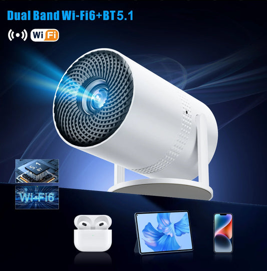 Salange P300 Mini Portable Projector - 4K 8K Video Decoding, 720P HD, Android 11, Wi-Fi, BT 5.1